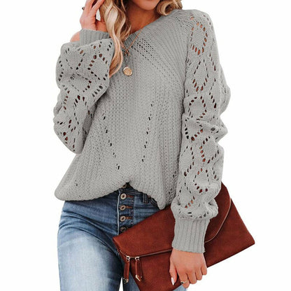 Lantern Sleeve Knitted Sweater for Woman