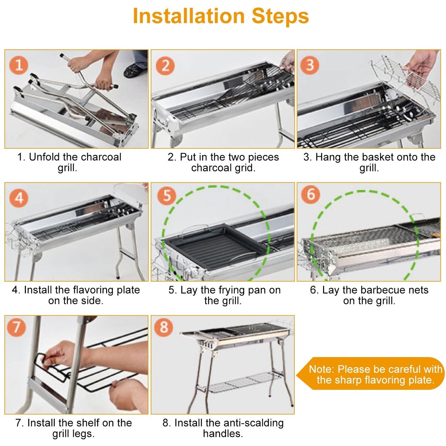 Portable Charcoal Barbeque Grill Stainless Steel