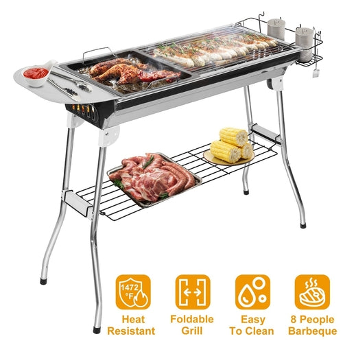 Portable Charcoal Barbeque Grill Stainless Steel