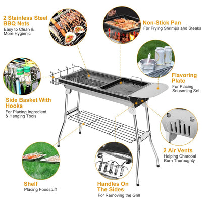 Portable Charcoal Barbeque Grill Stainless Steel