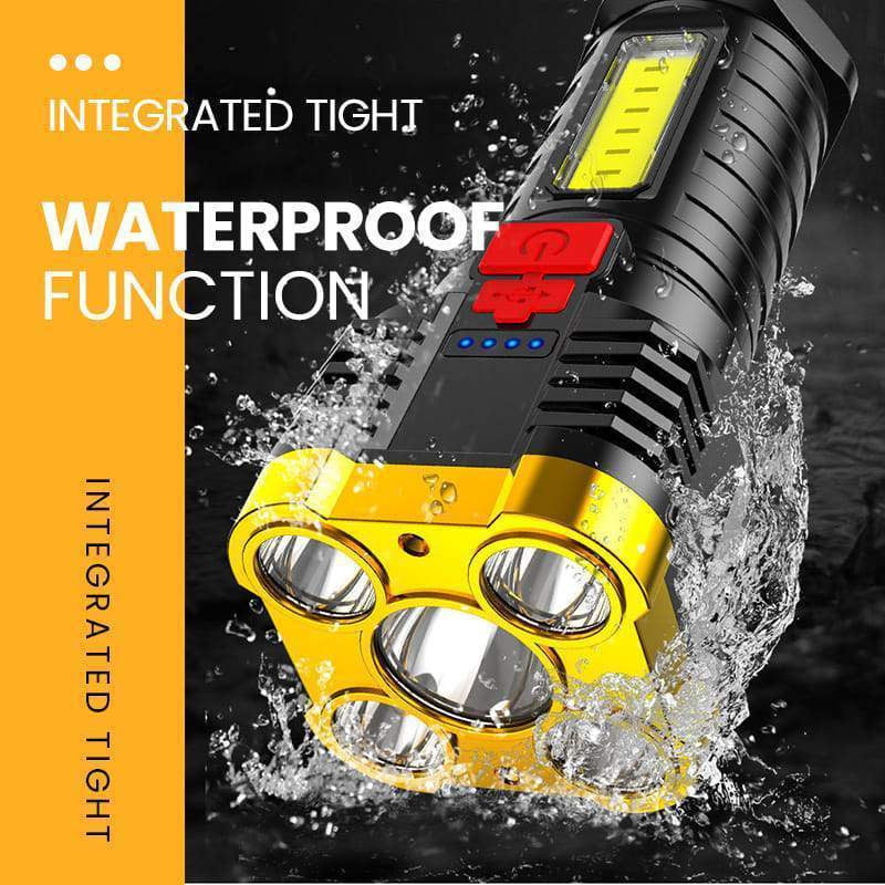 Ultra Bright Waterproof Outdoor Led Flashlight With Side Lamp