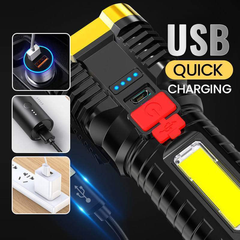 Ultra Bright Waterproof Outdoor Led Flashlight With Side Lamp